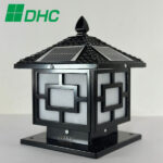 Đèn trụ cổng 20x20 cm năng lượng mặt trời 8 Đèn trụ cổng màu đen 20 cm