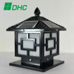 Đèn trụ cổng 30 cm năng lượng mặt trời 8 Đèn trụ cổng màu đen 30 cm